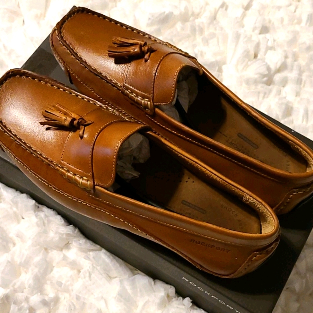 Rockport Mens Camel Tassel Loafers Size 10.5